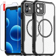 Etui i futerały do telefonów - Etui do iPhone 12do MagSafe, Czarne Matowe, Trwałe, Wzmacniane| + Szkło - miniaturka - grafika 1