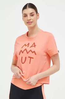 Koszulki sportowe damskie - Mammut t-shirt Massone Lettering damski kolor różowy - grafika 1