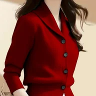 Swetry damskie - TEMU Elegancki Kardigan Damski w Kolorze Musztardowym – Długi Rękaw, Zapinany na Guziki, Kołnierzyk Stojący i Żebrowane Mankiety, Wszechsezonowy - miniaturka - grafika 1