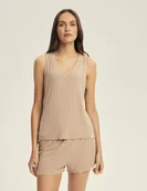 Piżamy damskie - Piżama damska bez rękawów Jenius 3 Esotiq beżowy S - miniaturka - grafika 1