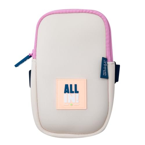 Mr. Wonderful - Portfel na butelkę gimnastyczną - All in! - Portfel wykonany z poliestru - Portfel z zamkiem błyskawicznym, Biały, Mr. Wonderful - Portfel na butelkę gimnastyczną - All in!