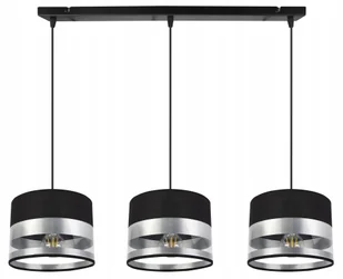 Lampa Sufitowa Wisząca Żyrandol Chrom Czarny Abażur Listwa Glamour Nad Stół - Lampy sufitowe - miniaturka - grafika 1