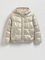 Kurtki i płaszcze dla dziewczynek - Reserved - Kurtka z imitacji skóry z metalicznym połyskiem - złoty - miniaturka - grafika 1