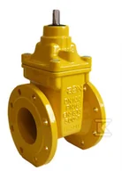 Zawory i kraniki - Zasuwa klinowa OptiValve do gazu typ A, kołnierzowa DN50, PN16, krótka F4, miękkouszczelniona, NBR, bez kółka, GJS-żeliwo sferoidalne, kolor żółty - miniaturka - grafika 1