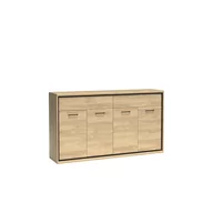 Komody - Komoda M-8 Mediolan Jarstol Natural Hikora Metalowe Wysokie, Wstawka Dąb, Bez Oświetlenia - miniaturka - grafika 1