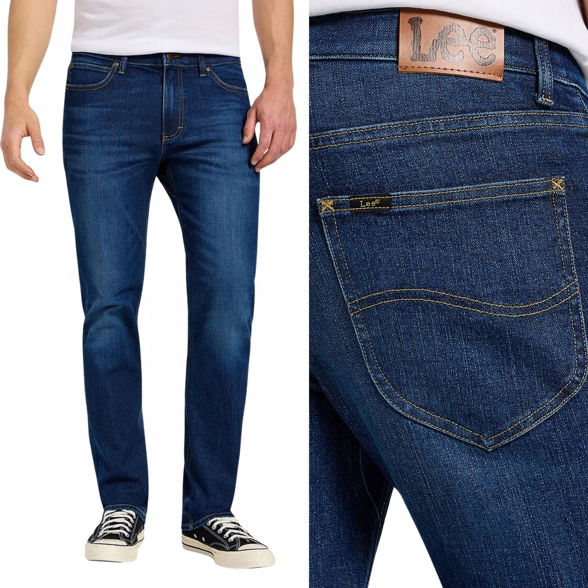 Lee X STRAIGHT wygodne proste spodnie jeansowe elastyczny pas W36 L34