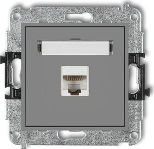 Karlik Karlik MINI Gniazdo komputerowe pojedyncze 1xRJ45 kat. 5e 8-stykowy szary mat 27MGK-1 - Gniazdka elektryczne - miniaturka - grafika 1