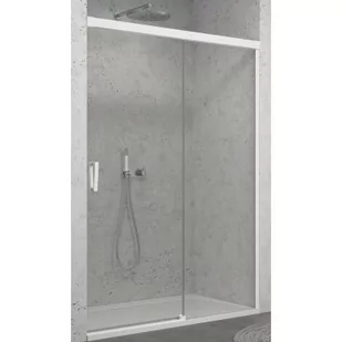 SanSwiss Cadura drzwi prysznicowe 140 cm prawe biały mat/szkło przezroczyste CAS2D1400907 - Ścianki i drzwi prysznicowe - miniaturka - grafika 1