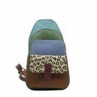 Torebki damskie - Plecak na jedno ramię skórzany kolorowy damski kieszenie ze skrawków OLIVKA - miniaturka - grafika 1