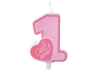 Urodziny dla dorosłych - Party Deco Świeczka cyferka jedynka 1 Only One różowa - 8 cm - 1 szt. SCU2-1-081 - miniaturka - grafika 1