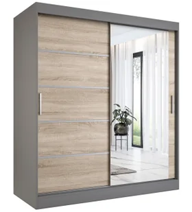 Szafa przesuwna 180 cm antracyt + dąb sonoma Canes - Szafy - miniaturka - grafika 1