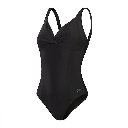 Speedo Damski strój kąpielowy modelujący krzyż węzeł 1 sztuka bielizna modelująca plaża i wakacje stroje kąpielowe, czarny, 40/16