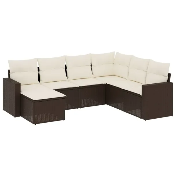 Zestaw mebli ogrodowych modułowych brązowy rattan PE, wymiary 62x62x69 cm