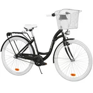 Rowery - Rower miejski INDIANA Moena OS3B 28 cali damski Czarno-biały + Koszyk na rower VÖGEL VKS-102WH Stalowy | Bezpłatny transport - miniaturka - grafika 1