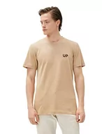 Koszulki męskie - Koton Koszulka męska w paski z krótkim rękawem i okrągłym dekoltem, beżowy (052), L - miniaturka - grafika 1