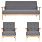 Komplety wypoczynkowe - Ciemnoszary 3-częściowy komplet do salonu D7-S79 - miniaturka - grafika 1