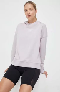 New Balance bluza damska kolor różowy z kapturem z nadrukiem - Bluzy damskie - miniaturka - grafika 1
