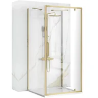 Kabiny prysznicowe - Rea Złota szczotkowana kabina prysznicowa przyścienna drzwi uchylne 100x80 Rapid Swing - miniaturka - grafika 1