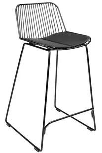 King Home Hoker barowy czarny metalowy MILES z czarną poduszką z ekoskóry MC-176H - Taborety i hokery - miniaturka - grafika 1