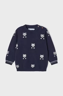 Swetry dla chłopców - Mayoral sweter z domieszką wełny dziecięcy kolor granatowy - grafika 1