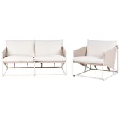 Meble ogrodowe - Beliani zestaw ogrodowy dla 3 osób PONTE Metal Beżowoszary - miniaturka - grafika 1