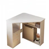 Biurka - Narożne białe biurko trójkątne z półkami 80x75 - miniaturka - grafika 1