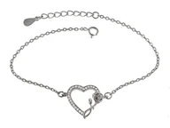 Bransoletki - Bransoletka Srebrna Serce I Róża B0988- 2G. - miniaturka - grafika 1