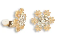 Kolczyki - Klipsy do uszu złote śnieżka z cyrkoniami - miniaturka - grafika 1