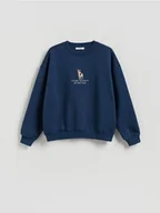 Bluzy damskie - Reserved - Bluza z ozdobnym haftem - granatowy - miniaturka - grafika 1