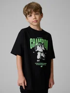 Koszulki dla chłopców - 4F T-shirt loose z nadrukiem chłopięcy - czarny 158/164 (12-14 lat) - miniaturka - grafika 1