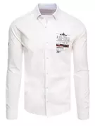 Koszule męskie - Koszula męska ecru Dstreet DX2276 - miniaturka - grafika 1