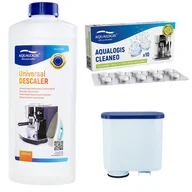 Akcesoria i części do ekspresów do kawy - Zestaw do Ekspresu Philips Saeco, Filtr AL-Clean, Odkamieniacz Uniwersalny Aqualogis 1L, Tabletki Czyszczące Aqualogis Cleaneo 10 szt. - miniaturka - grafika 1