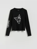 Bluzki dla dziewczynek - Reserved - Bluzka z aplikacją Kuromi - czarny - miniaturka - grafika 1