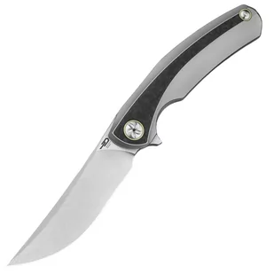 Nóż składany Bestech Sambac Grey Titanium/ Marble Carbon Fiber, Stonewashed/Satin Magnacut by Ostap Hel (BT2402C) - Noże - miniaturka - grafika 1
