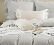 Pościel - Spod Igły I Nitki Pościel z mikrofibry 140x200 Ruffy srebrna z falbanką I24 - miniaturka - grafika 1