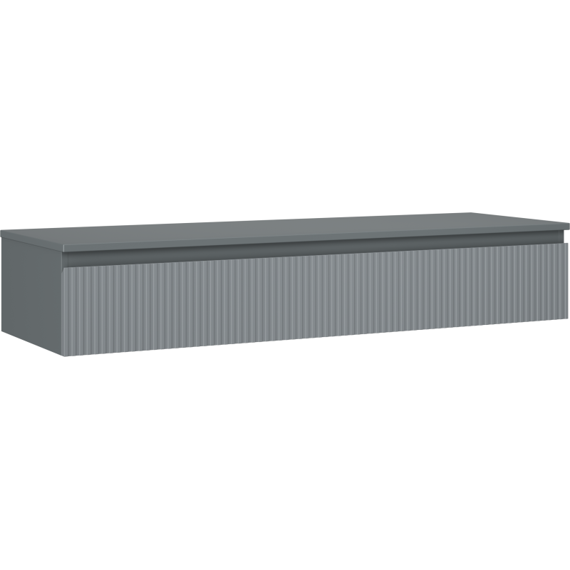 Mexen Rivel szafka łazienkowa podumywalkowa 140 cm z blatem, 1 szuflada, ryflowana , grafit mat - 91A20-14023-1-BFC66