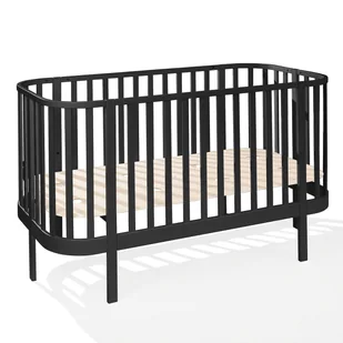ATB Meble - Grand Czarne Łóżeczko Drewniane 2w1 140x70 Dziecięce - Łóżeczka i kojce - miniaturka - grafika 1