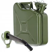 Kanistry - Kanister na paliwo stalowy 5L + lejek 25 cm, zielony - miniaturka - grafika 1