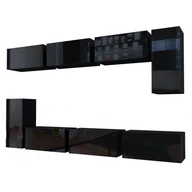 Komplety wypoczynkowe - Meblościanka modułowa czarny połysk E3-E03 - miniaturka - grafika 1