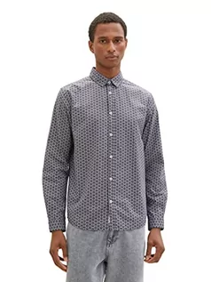 Koszule męskie - TOM TAILOR Męska koszula 1036235, 31849-granatowa, geometryczny design, M, 31849 – granatowy wzór geometryczny, M - grafika 1
