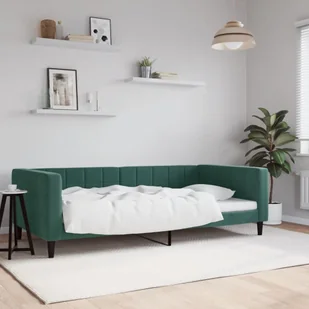 vidaXL Sofa z funkcją spania, ciemnozielona, 100x200 cm, aksamitna - Sofy i kanapy vidaXL Sofa z funkcją spania, ciemnozielona, 100x200 cm, aksamitna - Sofy i kanapy - miniaturka - grafika 1