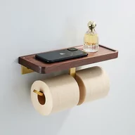 Półki łazienkowe - Uchwyt na papier toaletowy z półką na telefon, na 2 rolki papieru - miniaturka - grafika 1
