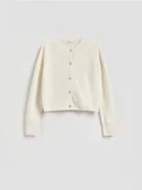 Swetry damskie - Reserved - Wełniany kardigan - kremowy - miniaturka - grafika 1