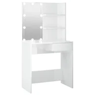 Toaletki - Lumarko Toaletka z oświetleniem LED, biała, połysk, 74,5x40x141 cm - miniaturka - grafika 1