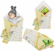 Rożki i beciki - Rożek niemowlęcy bawełniany otulacz dziecięcy becik - DINO - miniaturka - grafika 1