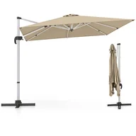 Parasole ogrodowe - Parasol Ogrodowy z Wysięgnikiem 3x3 m, 8 Żeber, UPF50+, Podstawa Krzyżowa, 5 Pozycji Nachylenia i Obrót o 360 Stopni, Beżowy - miniaturka - grafika 1