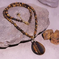 Inne - TEMU 1 szt. Wisiorek z naturalnego kamienia Tygrysie Oko w stylu vintage Naszyjnik z naturalnym kamieniem Odpowiedni dla mężczyzn i kobiet Codzienne - miniaturka - grafika 1