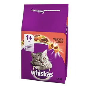 Whiskas 1+ lat z Wołowiną 1,4 kg - Sucha karma dla kotów - miniaturka - grafika 1