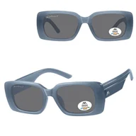 Okulary korekcyjne, oprawki, szkła - Prostokątne okulary przeciwsłoneczne z polaryzacją MP194B Błękitna Szarość - miniaturka - grafika 1