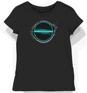 Koszulki i topy damskie - Koszulka damska czarna z grafiką turkusowej poświaty M - miniaturka - grafika 1